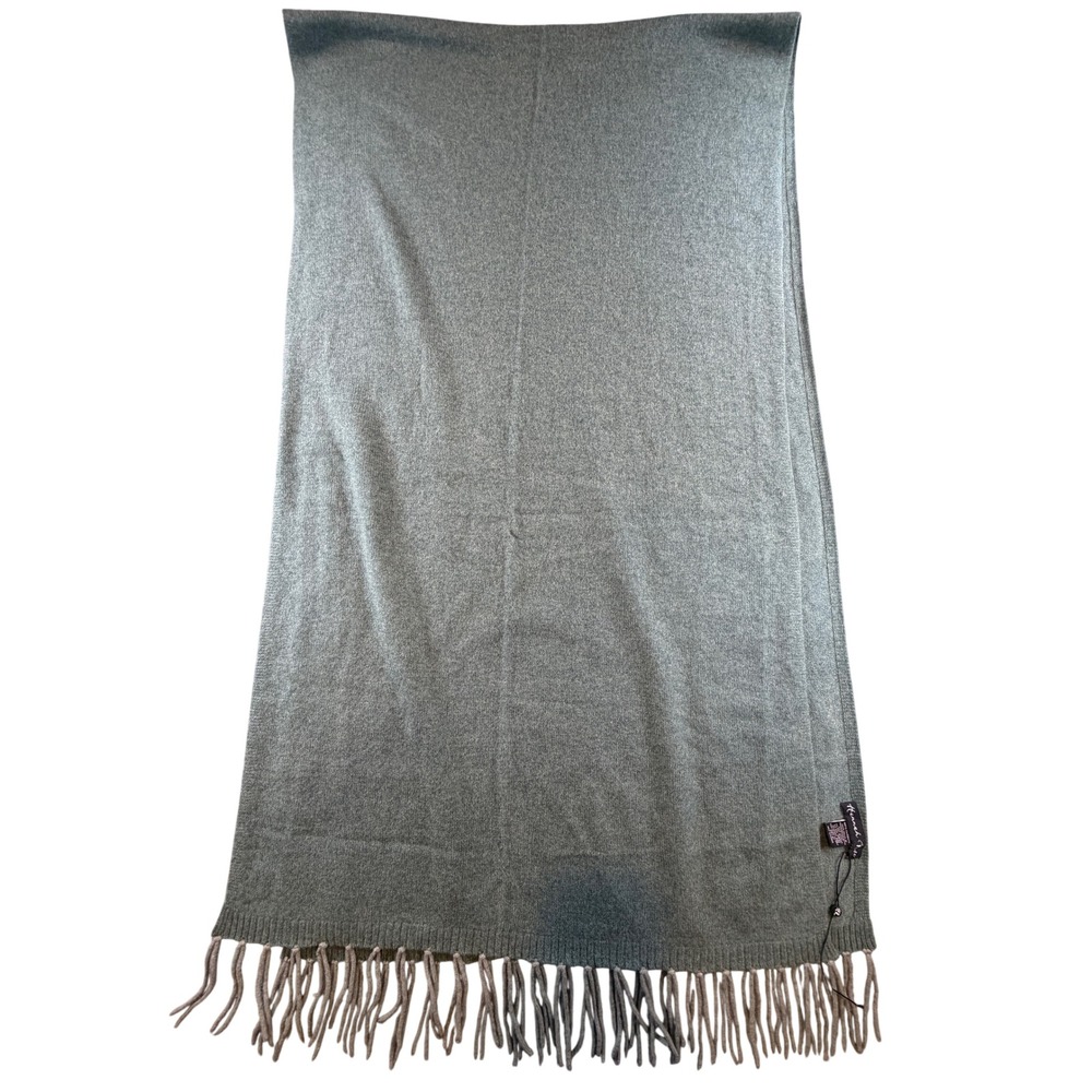 Hannah Rose 100% Cashmere Scarf Sage Green Fringe Wrap Shawl 26x68